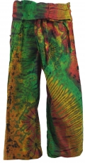 Batik Thai cotton fisherman pants, wrap pants, yoga pants - green..