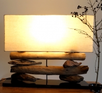 Table lamp/table lamp, handmade in Bali, driftwood, cotton, uniqu..