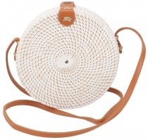 Woven handbag, basket bag, rattan bag, bali bag round - model 2