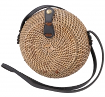 Woven handbag, basket bag, rattan bag, bali bag round - model 5