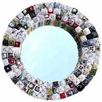Recycled paper mirror - round 35 cm