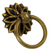 door handle, fitting ornament with ring, brass