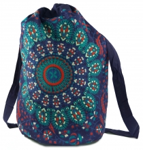 Gym bag backpack, Indian mandala shoulder bag, gym bag - blue