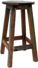 Vintage bar stool made of recycled wood - model 3
