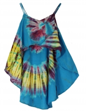 Wide batik tunic hippie chic, beach tunic - blue