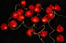 Flower LED light chain 20 pcs. Rose - dark red
