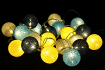 Fabric Ball Fairy Lights, LED Ball Lantern Fairy Lights - Grey/Bl..