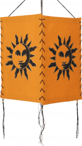 Lokta paper hanging lampshade, ceiling lamp from handmade paper - Sun 1 orange - 28x18x18 cm 