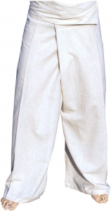 Thai fisherman pants of solid cotton, wrap pants, yoga pants, one size - plain white