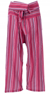 Thai fisherman pants striped woven fine cotton, wrap pants, yoga pants - pink