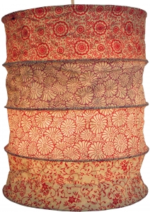 Round paper hanging lamp, Lokta paper lampshade Kailash, handmade paper - red - 35x28x28 cm 