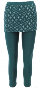 Yoga pants, leggings with mini skirt organic cotton Flower of life - emerald