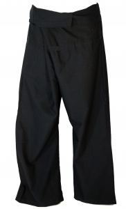 Thai fisherman pants made of strong cotton, wrap pants, yoga pants, one size - Uni black