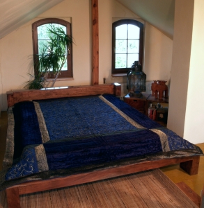 Brocade velvet blanket, bedspread, bedspread - dark blue - 270x230 cm