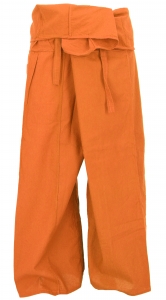Thai cotton fisherman pants, loose fit wrap pants, wide yoga pants - rust orange