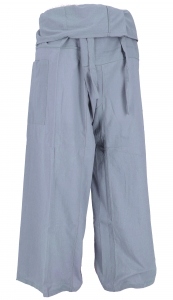 Thai cotton fisherman pants, loose fit wrap pants, wide yoga pants - dove gray
