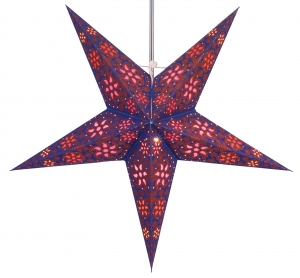 Foldable advent illuminated paper star, poinsettia 60 cm - Anubis dark blue