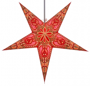 Foldable advent illuminated paper star, poinsettia 60 cm - Alaska red