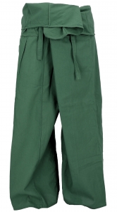 Thai cotton fisherman pants, loose fit wrap pants, wide yoga pants - olive