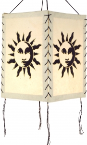 Lokta paper hanging lampshade, ceiling lamp from handmade paper - Sun 1 white - 28x18x18 cm 