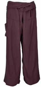 Thai fisherman pants viscose, light drape fabric, wrap pants, yoga pants - dark brown