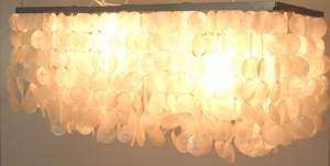 Ceiling lamp/ceiling light, shell lamp made of hundreds of Capiz, mother of pearl plates - model Hispaniola 2 - 30x80x30 cm 