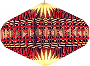 Origami Design Paper Lampshade - Model Ufo/red - 22x47x47 cm 