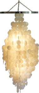 Ceiling lamp/ceiling light, shell lamp made of hundreds of Capiz, mother of pearl plates - model Tulum - 100x50x50 cm Ø50 cm