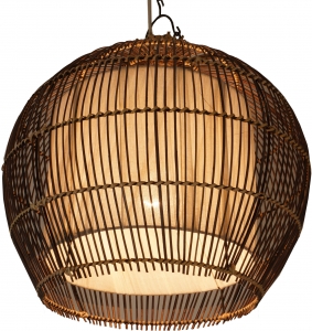 Ceiling lamp/ceiling light, handmade in Bali from natural material, rattan, cotton - model Camilio - 34x37x37 cm 